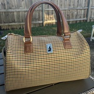 LONDON FOG Brown Tweed (Carry-On or OVERNIGHT) Luggage Travel (2 Handle) Bag
